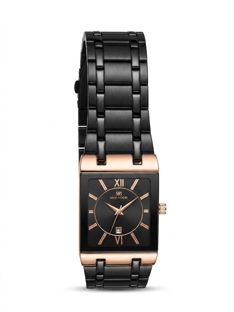 Men’s Rectangular Dress Watch – Stainless Steel Bracelet