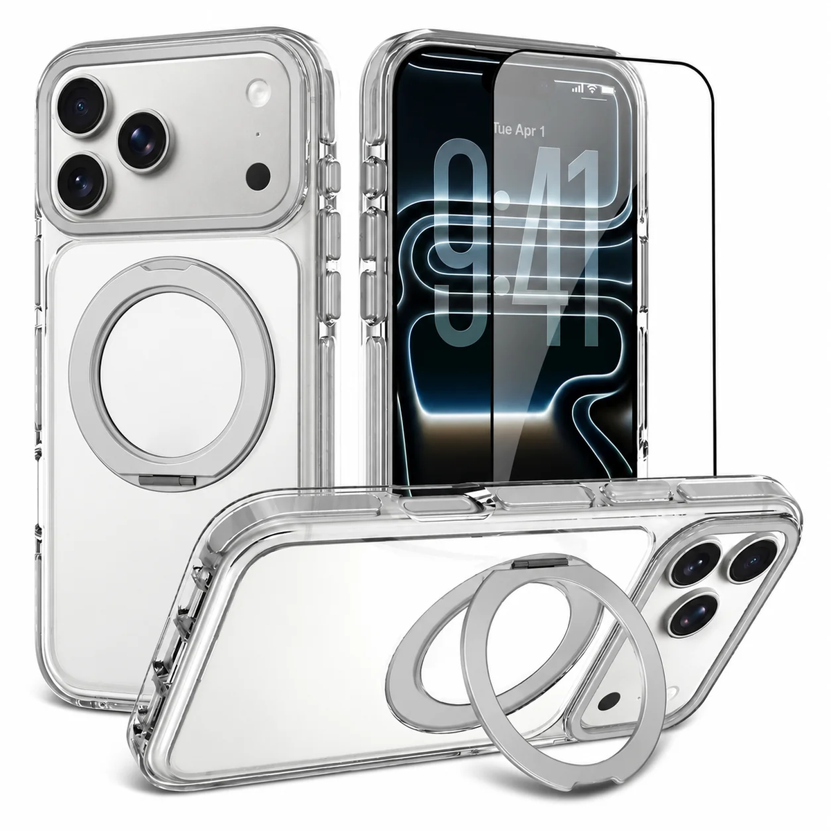 Ring Holder Kickstand Clear Case Compatible with iPhone 18 Pro