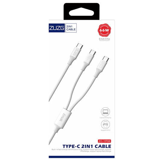 ZUZG 2-in-1 Fast Charging Cable (USB-C to Dual Output)