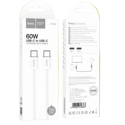 Hoco X104 60W Braided USB-C to USB-C Fast Charging Cable (3A)