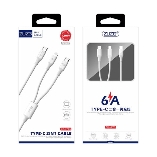 ZUZG 2-in-1 Fast Charging Cable (USB-C to Dual Output)