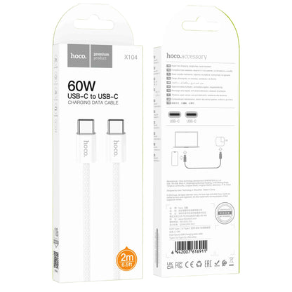 Hoco X104 60W Braided USB-C to USB-C Fast Charging Cable (3A)