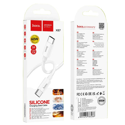 Hoco X87 60W Soft Silicone USB-C to USB-C Fast Charging Cable (3A)