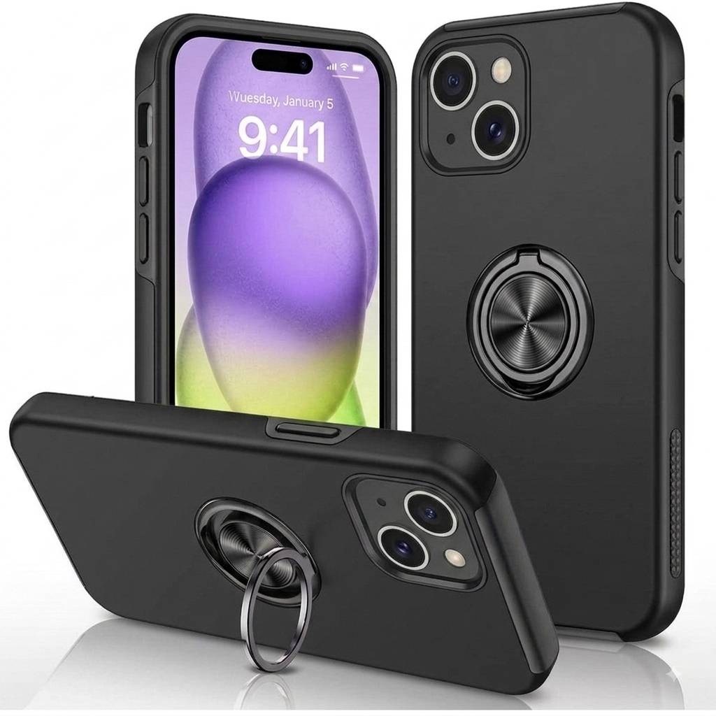 Ring Holder Kickstand Case Compatible with iPhone 15 Plus
