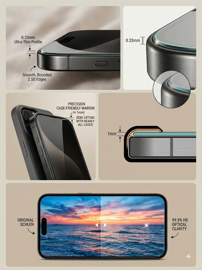 9H Clear Tempered Glass Screen Protector Compatible with iPhone (13 to 17 Series)
