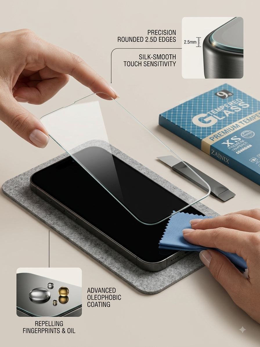 9H Clear Tempered Glass Screen Protector Compatible with iPhone (13 to 17 Series)