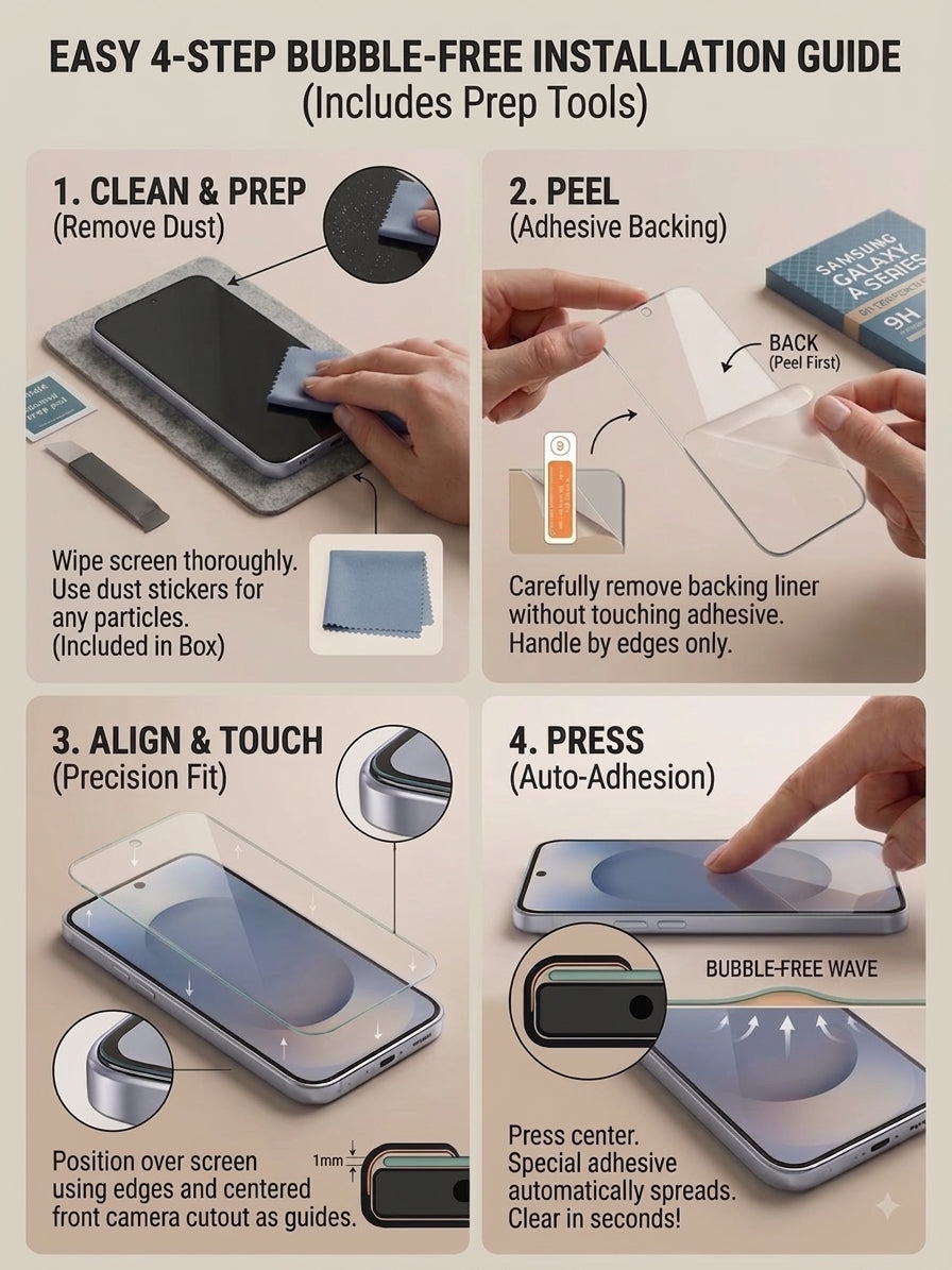 9H Clear Tempered Glass Screen Protector Compatible with Samsung Galaxy A Series
