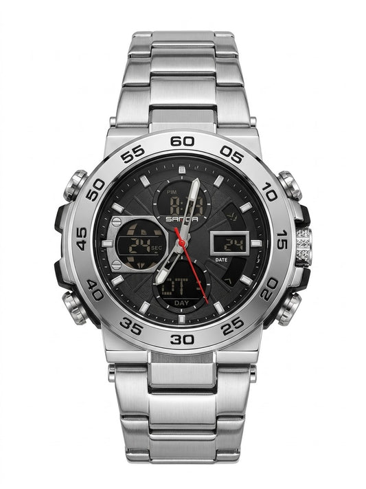 Men’s Dual Display Sport Watch – Stainless Steel Bracelet