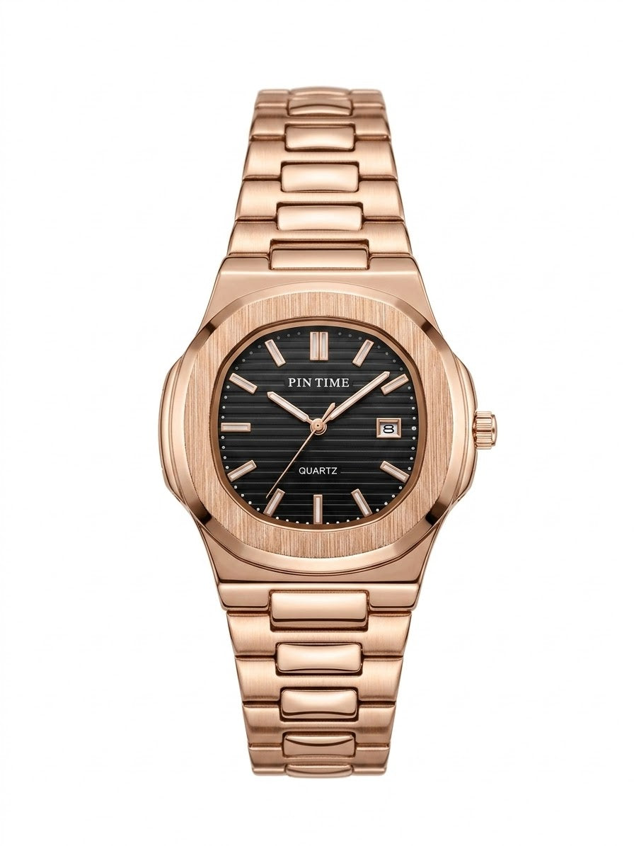 Classic Octagonal Men’s Dress Watch – Stainless Steel Bracelet