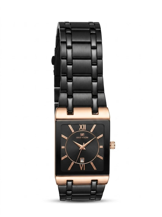 Men’s Rectangular Dress Watch – Stainless Steel Bracelet