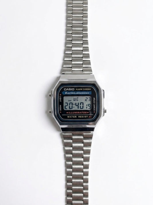 Vintage Octagonal Digital Watch – Stainless Steel Bracelet