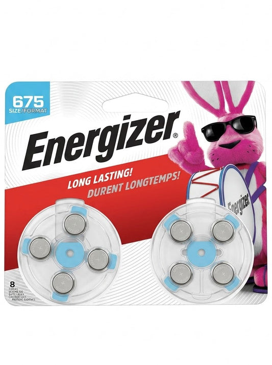 Energizer 675 1.45V Zinc Air Hearing Aid Batteries – 8-Pack