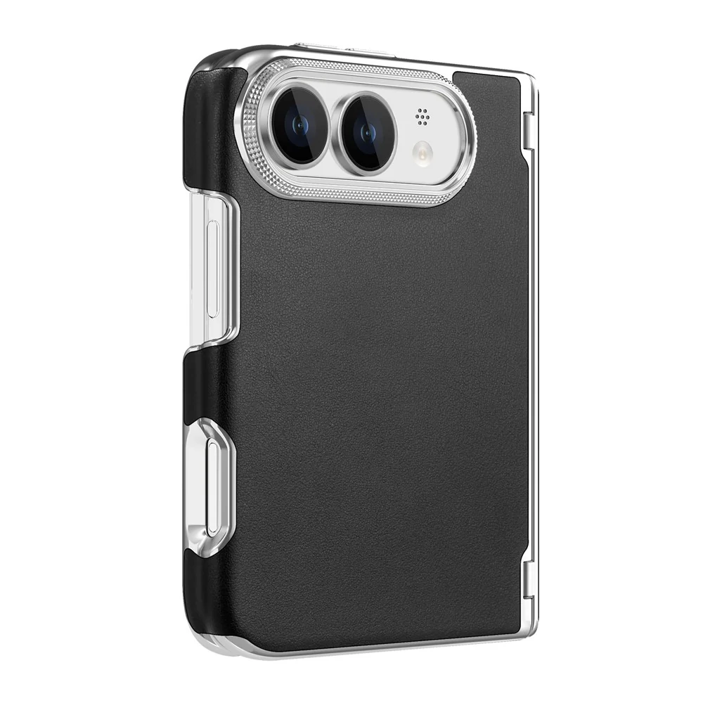 Leather Electroplated Case with Hinge Protection Compatible with iPhone Duo