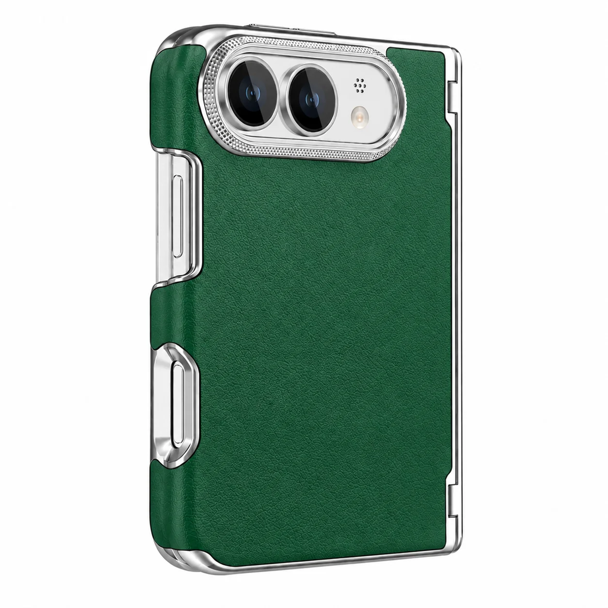 Leather Electroplated Case with Hinge Protection Compatible with iPhone Duo