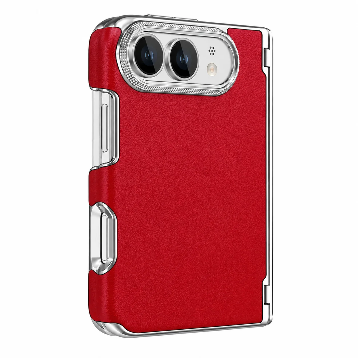 Leather Electroplated Case with Hinge Protection Compatible with iPhone Duo