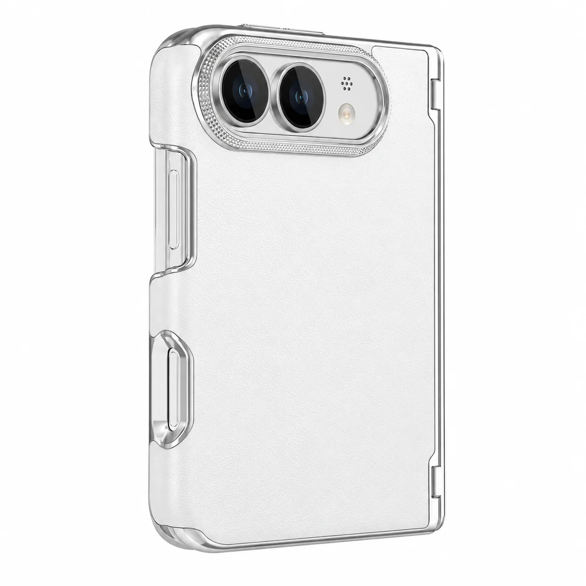 Leather Electroplated Case with Hinge Protection Compatible with iPhone Duo
